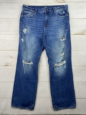 Aeropostale Aero Loose Jeans Mens 36/32 Dark Distressed Wash Relaxed Whiskering